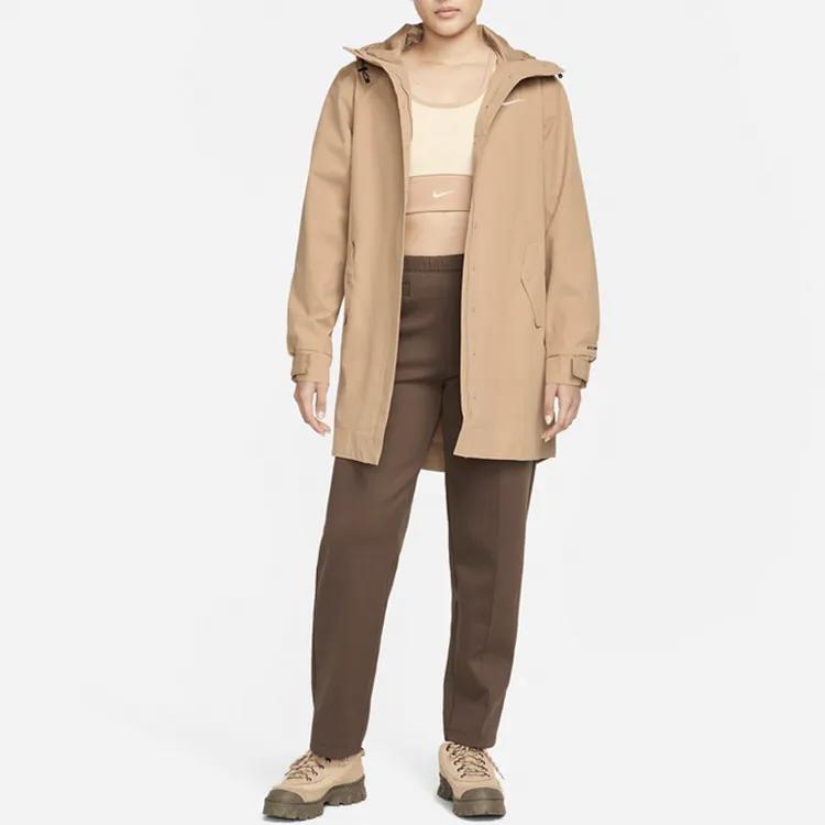 Nike Women'ss Logo Woven Parka Hooded Jacket Brown (Unisex) Parka Coats DM6246 200