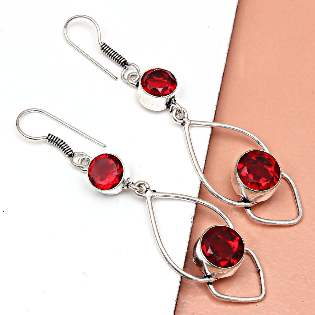 Серьги из серебра 925 пробы Мозамбик с гранатом, драгоценные камни, ювелирные изделия ручной работы