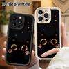 Phone case: 2D flat design suitable for iPhone 18 17 16 15 14 13 Pro step protection case, little black cat probe, Christmas and Halloween gift