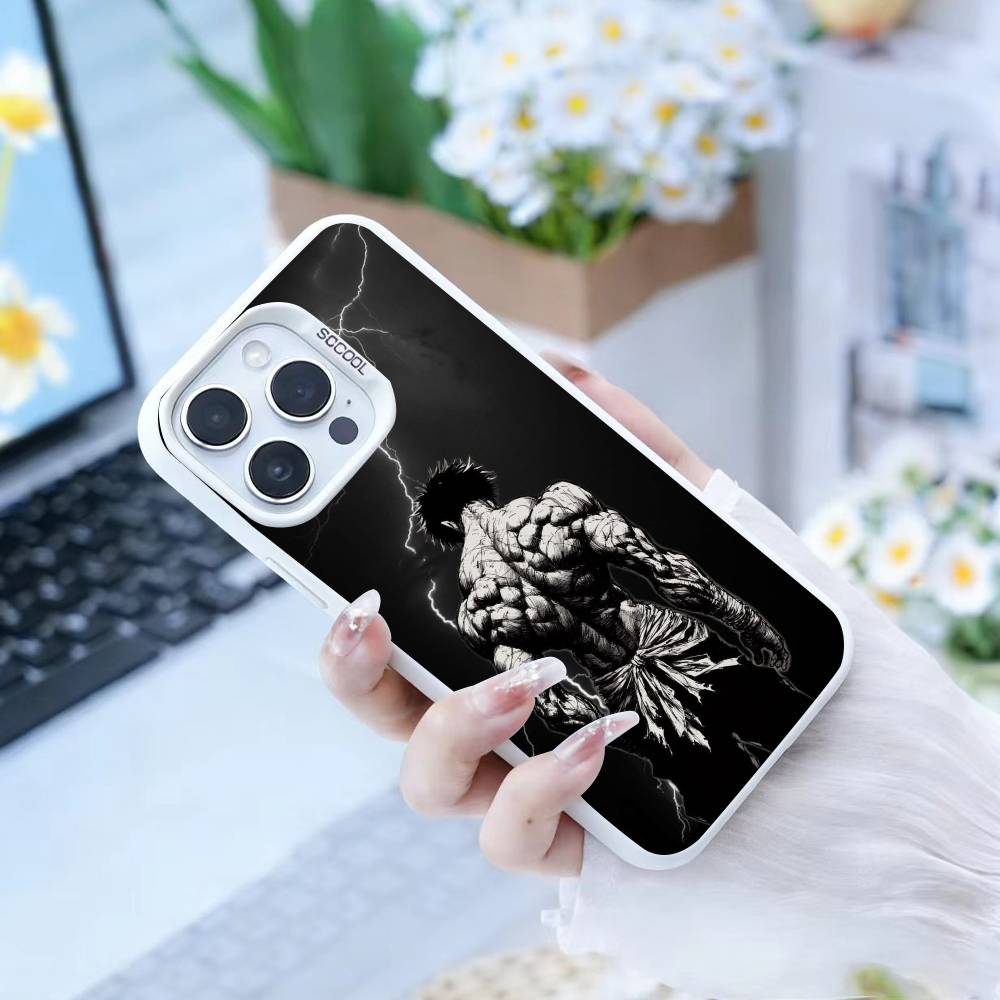 Чехол для телефона с изображением аниме Баки Х-Ханма для iPhone 16, 15, 14, 13, 12, 17, Pro, MAX, белый, матовый, противоударный