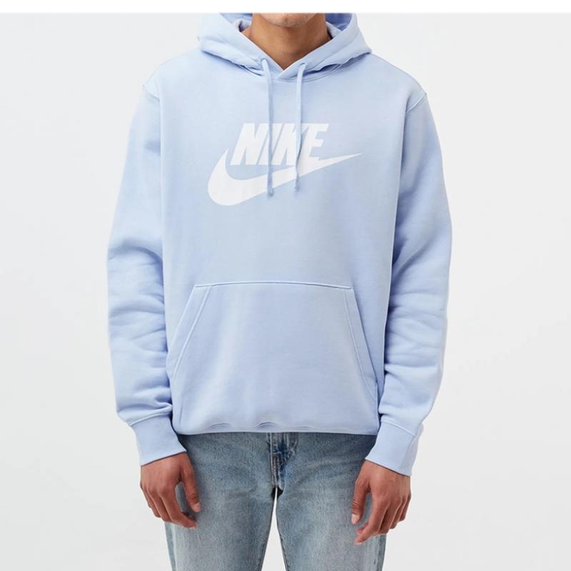 Nike [nike] Club Big Logo Pullover Men woMen Raised Hoodie Marine White Bv2973 548