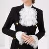 Y3NE Ruffle Lace Jabot and Cuffs Set Medieval Costume Victorian Colonial Neck Collar