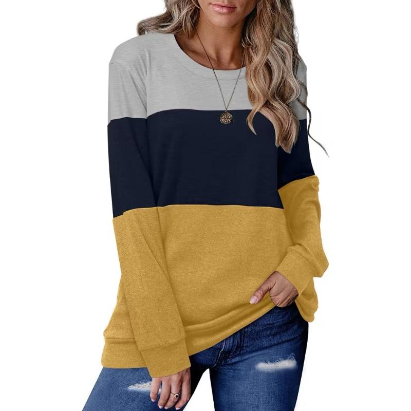 Women's round neck long sleeve T-shirt casual fashion