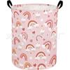 Girls Laundry Hamper Basket, Pink Bowknots