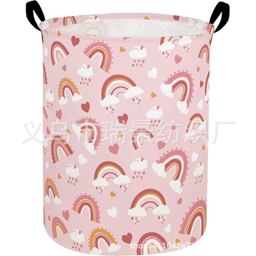 Girls Laundry Hamper Basket, Pink Bowknots