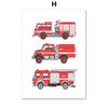 Kids Room Decor Alphabet Learning Vehicles Canvas Art  Fire Truck  Ambulance Nursery Wall Posters