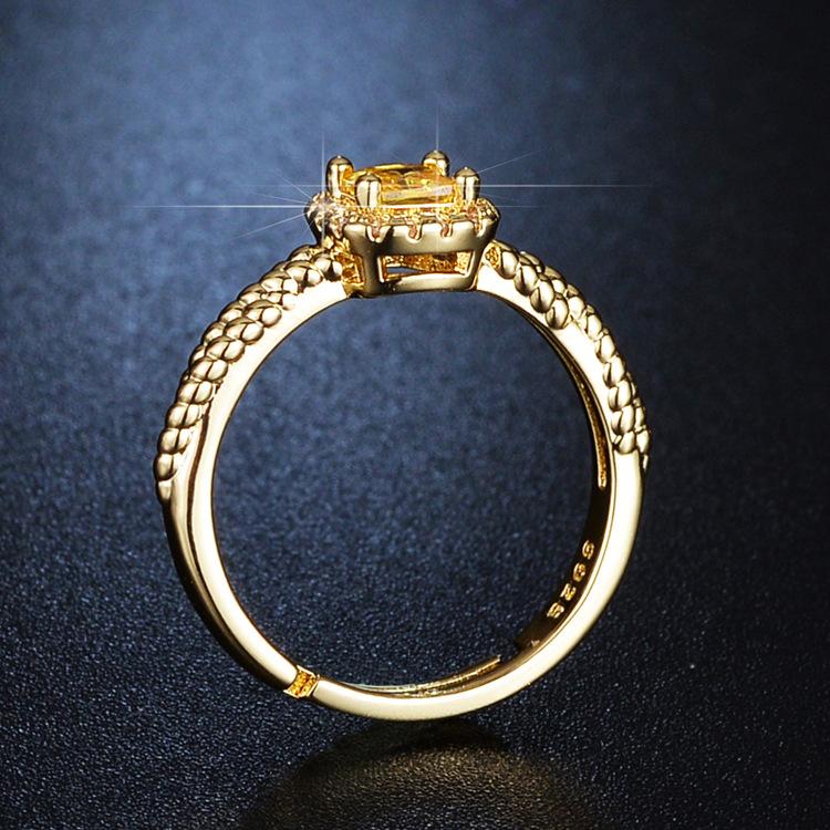 Цитрин в форме кубика сахара, кольцо с желтым бриллиантом, женский нишевый дизайн, усовершенствованная легкая роскошь и изысканный темперамент