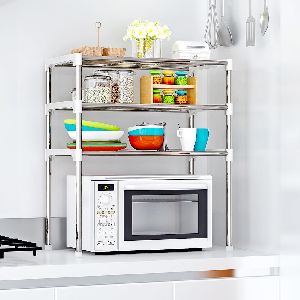3-Tier Multi-functional Kitchen Storage Shelf Rack Microwave Oven Shelving Unit