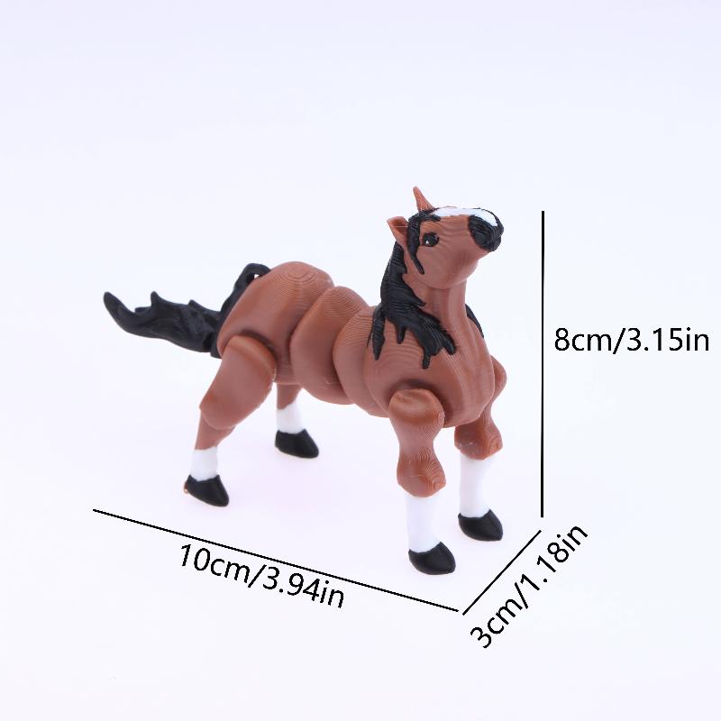 3D-печатная статуэтка лошади, многосуставная, подвижная, коричневая фигурка лошади, украшение для дома, офиса, рабочего стола, креативные подарки