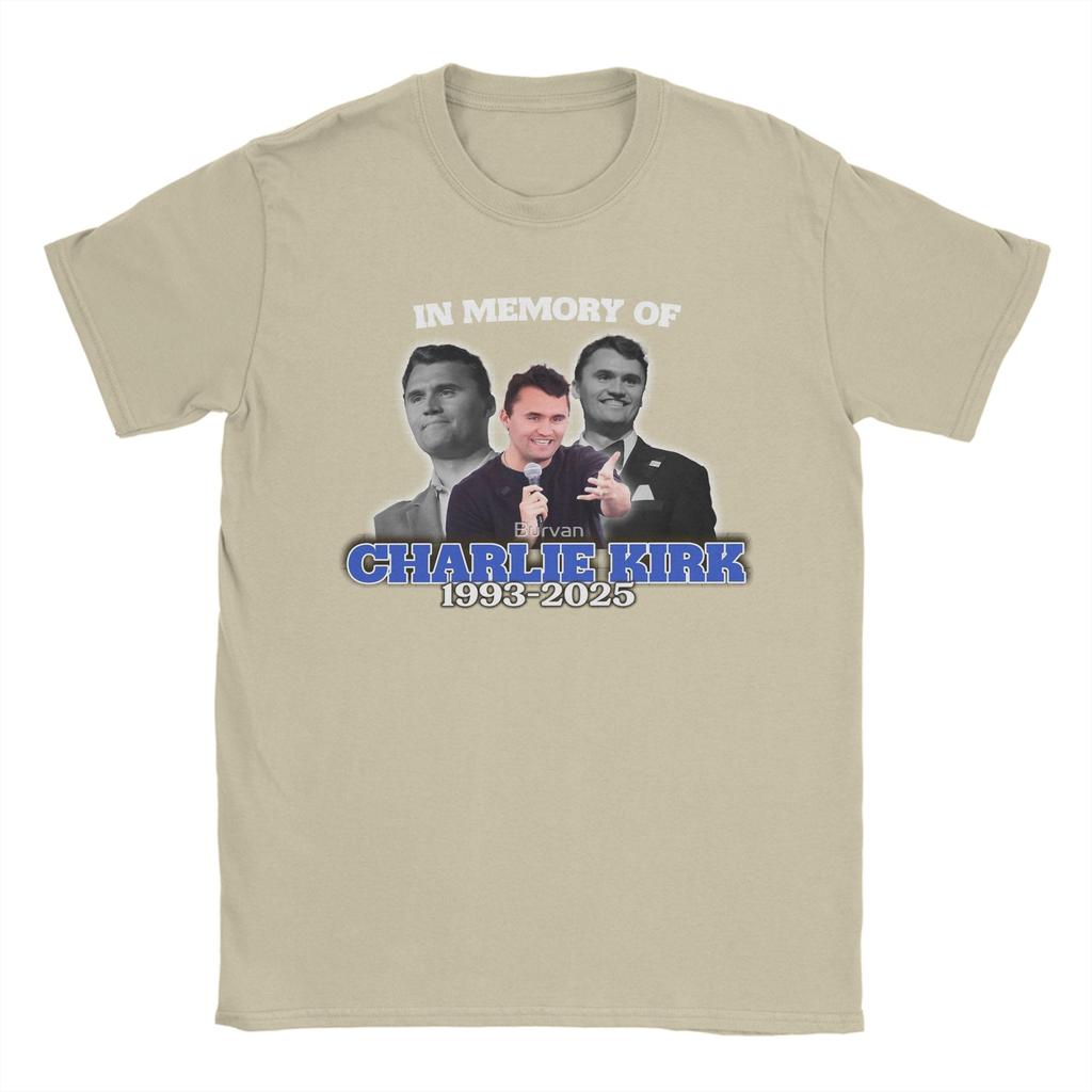 In Memory of Charlie Kirk 1993 2025 T Shirts Mens Cotton Funny TShirts Round Collar Tee Shirt Short Sleeve Clothing Plus Size
