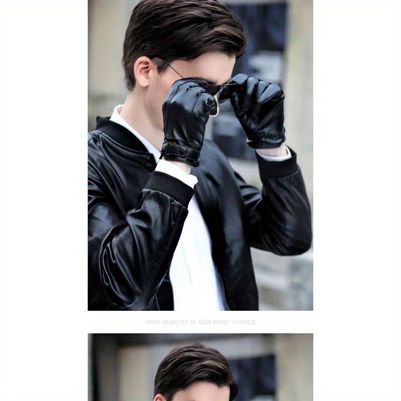 Осенние и зимние мужские кожаные перчатки PU с сенсорным экраном, водонепроницаемые, ветрозащитные и теплые, для взрослых, бархатные, для вождения, с закрытыми пальцами, для езды на открытом воздухе