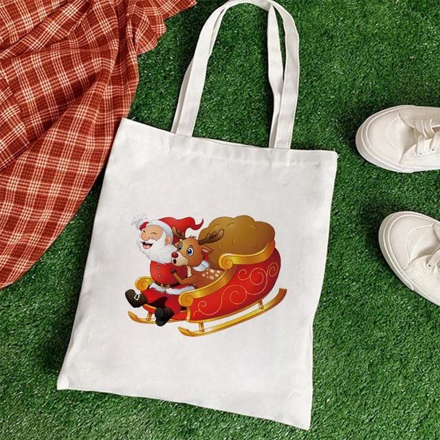 Большая вместительная сумка для книг, многоразовые рождественские сумки на плечо, ручная сумка Санта-Клауса, складная сумка для покупок, повседневная холщовая сумка-тоут, подарочные пакеты