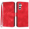 For Samsung Galaxy A34 5G Wallet Case Line Imprinted PU Leather Phone Cover with Strap