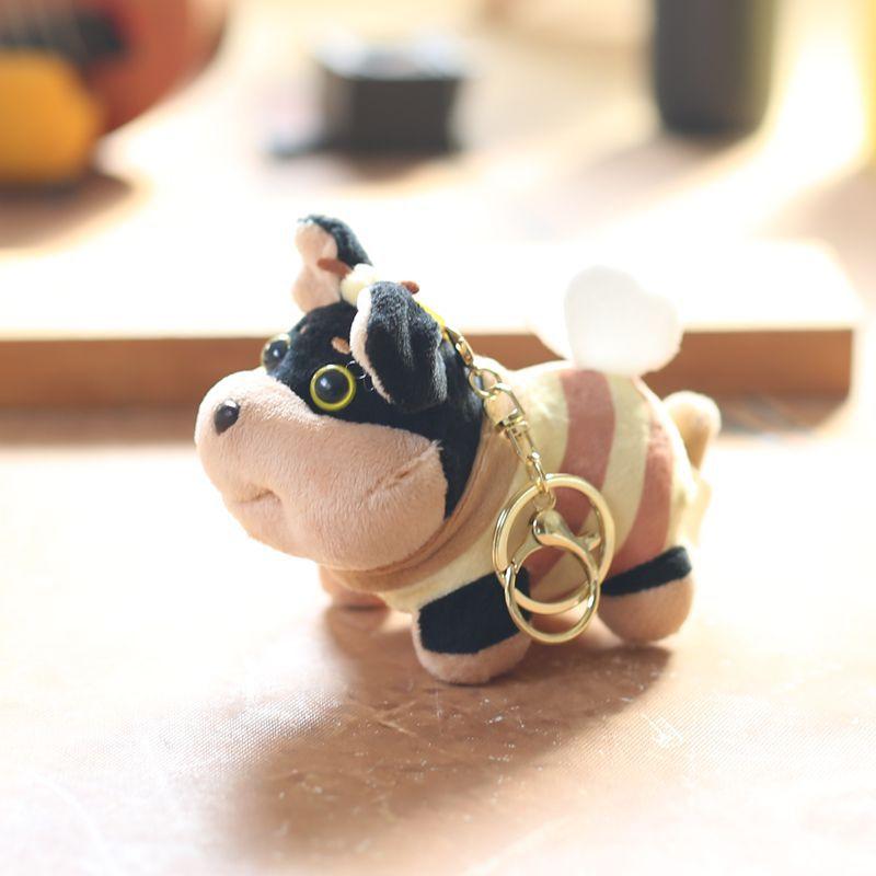 Cute Cute Puppy Bee Pendant Plush Toy Doll Puppy Bag Hanging Ornament Keychain Doll Doll