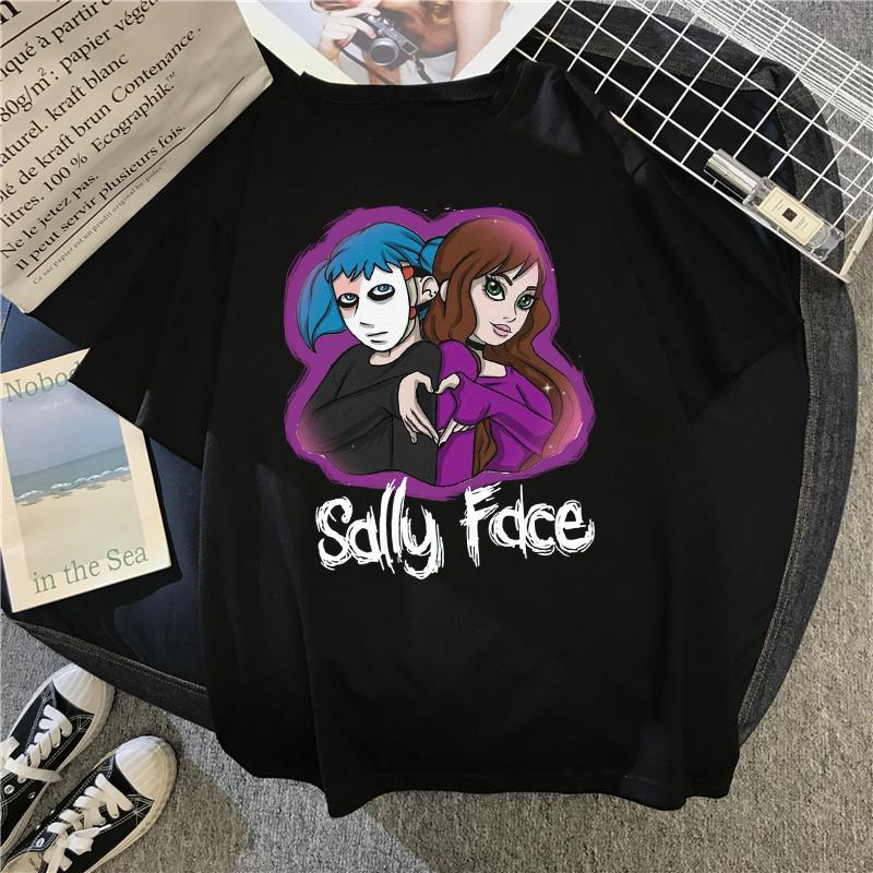 Мужская футболка с принтом Sally Face, обычная, с коротким рукавом, женская, харадзюку, летняя мода, повседневная одежда с коротким рукавом, топы, футболки