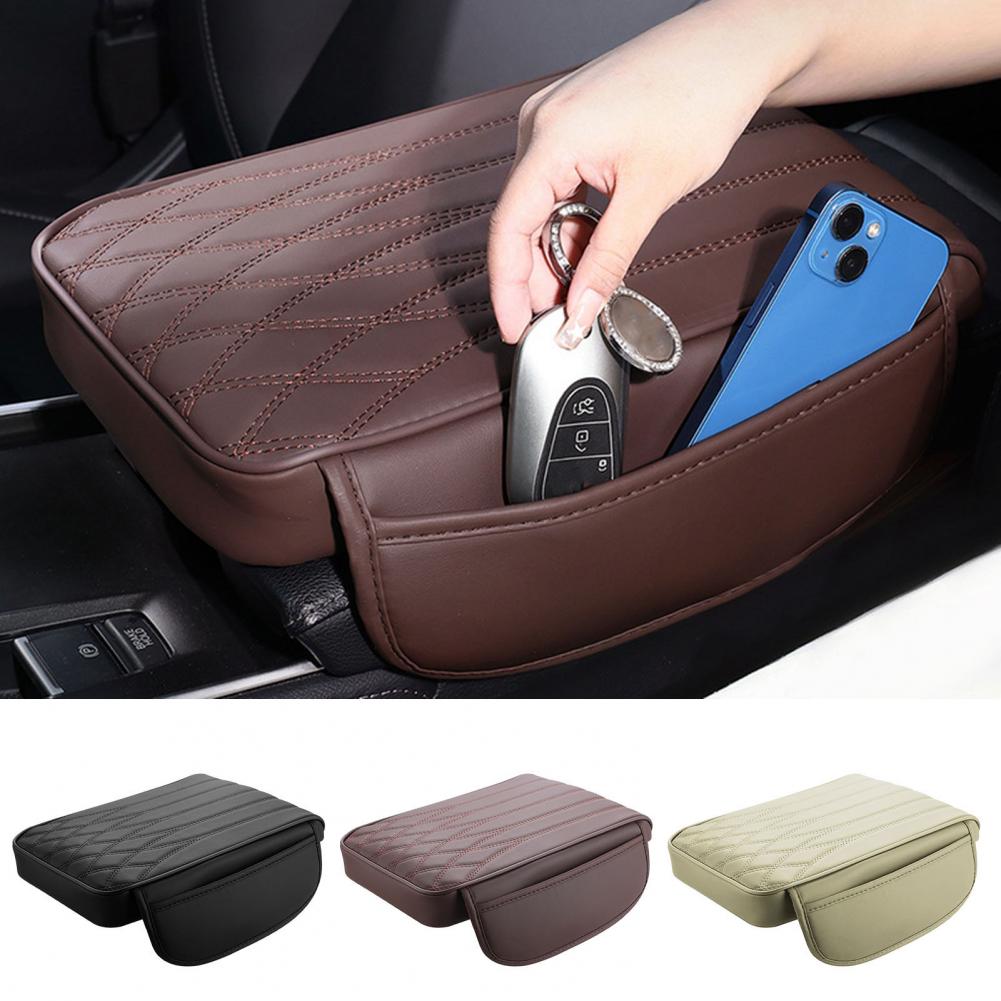 Console Armrest Pad Waterproof Memory Foam Car Console Cover with Adjustable Straps Storage Bag Auto Armrest Box for Ultimate