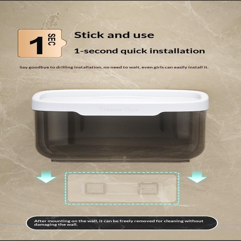 Wall Mounted Tissue Box Waterproof Multifunctional Top Storage Shelf for Bathroom Kitchen RV Camper Small Space