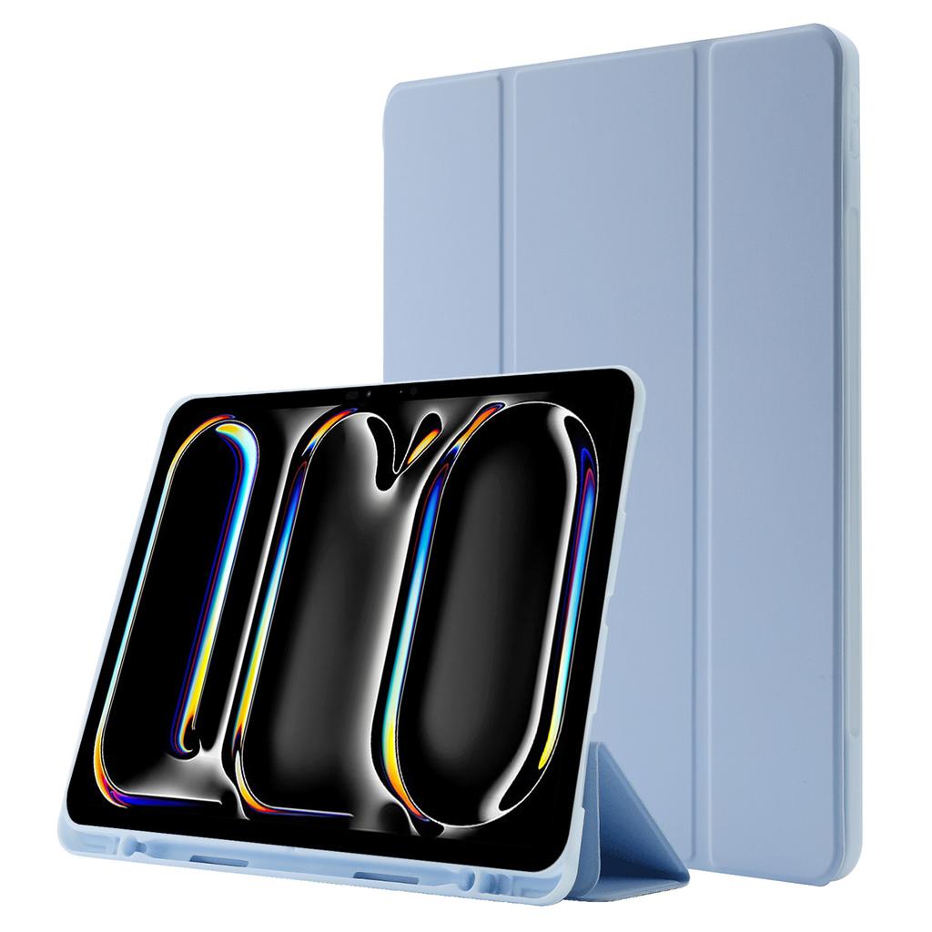 Для iPad Про 13 (2025)/13 (2024) Чехол-книжка с покрытием Skin-Touch, кожаный, трехскладной, с подставкой и держателем для стилуса, для планшета