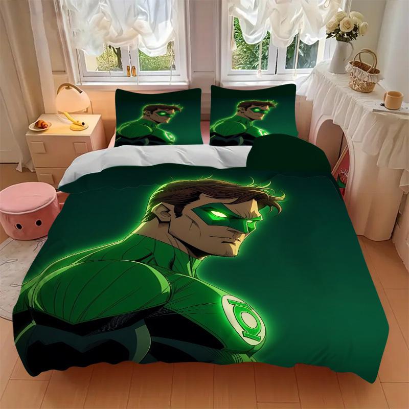 3pcs Green Lantern Duvet Cover Set, 1 Duvet Cover + 2 Pillowcases (No Insert), High-Definition Print for All Seasons,Durable yy251103005