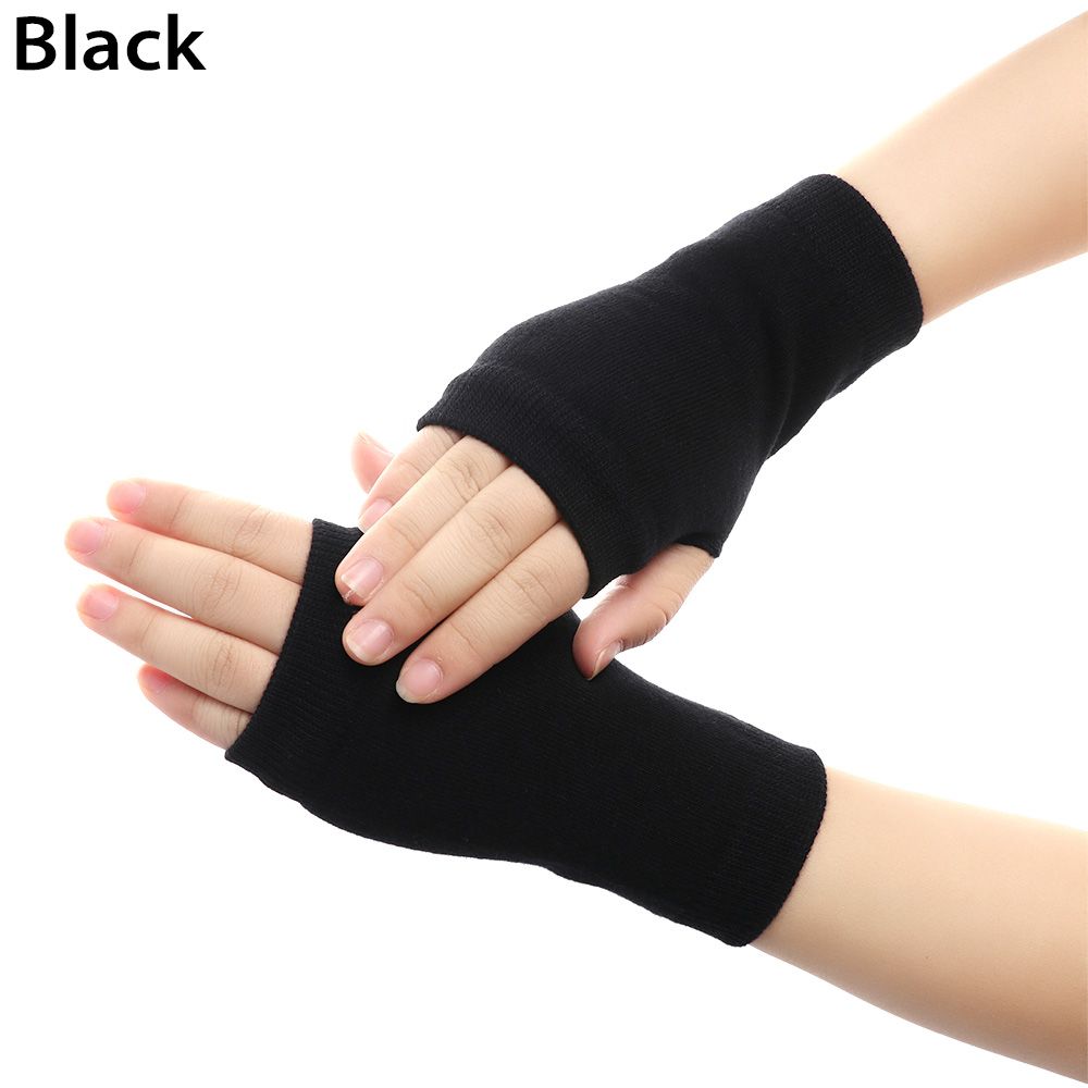 Women Girl Sheep Wool Fingerless Wrist Gloves Half Mitten Exposed Finger Knitted Wool Glove