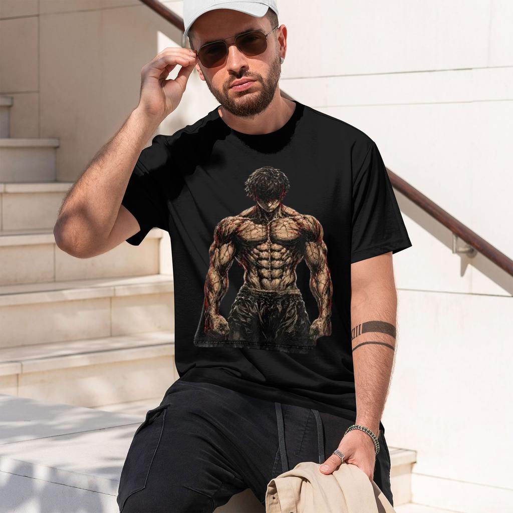 Hanma Baki Cool Graphic T Shirt Unisex Unisex Short Sleeve Tshirts Vintage Washed Tee Harajuku Male Casual D Tshirt 2026 New Model