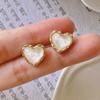 Trendy Heart Earring for Women Classic White Acrylic Peach Heart Shape Stud Earrings Female Elegant Korean Jewelry