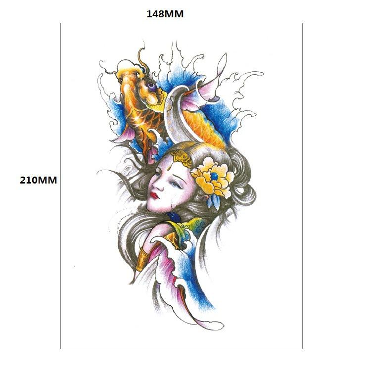 Традиционная красивая женщина персонаж слезы гейши цветная вода переводная цветочная рука анти-реальная татуировка наклейка татуировка