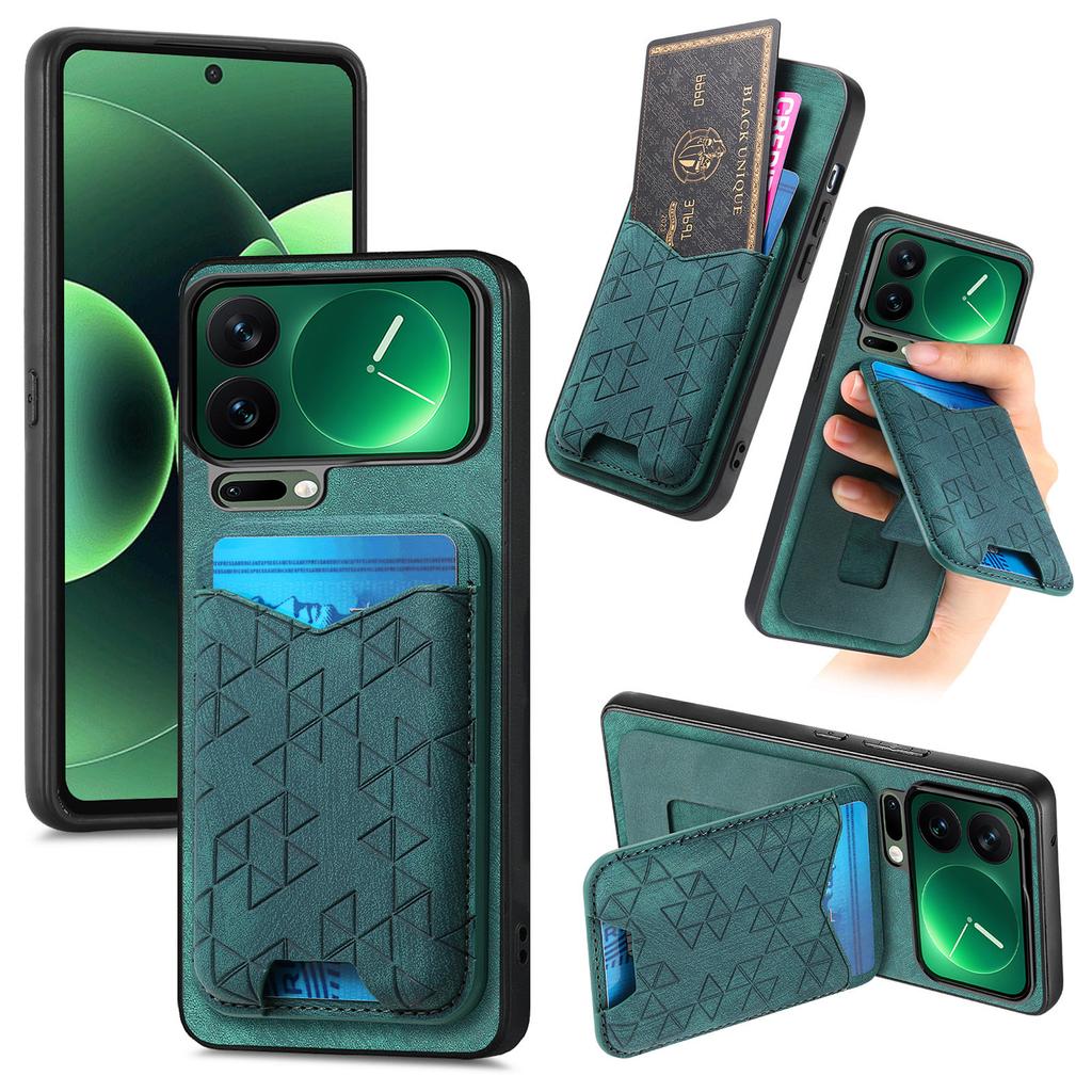 Тисненая Ретро Роскошная Магнитная RFID-Карта Кожаный чехол для телефона For Xiaomi 17 Pro Max 17Pro 15T подставка Ударопрочный Чехол