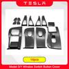 14 шт. кнопки переключателя стеклоподъемника для модели Tesla 3 года 2023 2022 2021 аксессуары, крышка открытой ручки двери, защитная наклейка для автомобиля