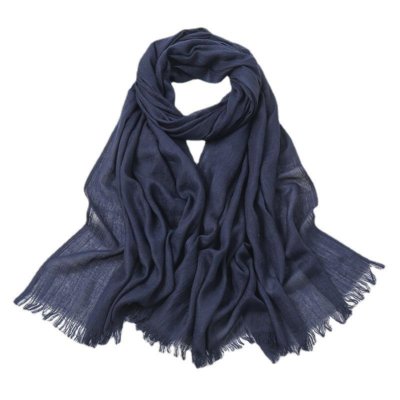 Solid Color Linen Scarf for Women Spring and Summer New Cotton Candy Monochrome Warm Gauze Scarf Travel Sunscreen Shawl
