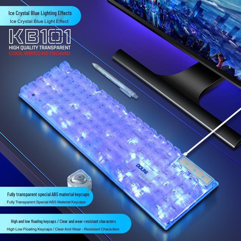 Прозрачная игровая клавиатура Douni KB101 с RGB-подсветкой