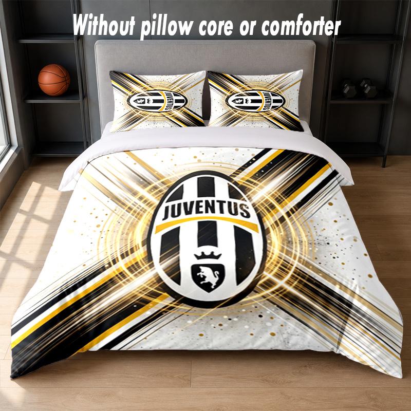 Juventus FC Design Bed Bedding Set 1 Duvet Cover + 2 Pillowcases Soft Breathable Household Bed Linens