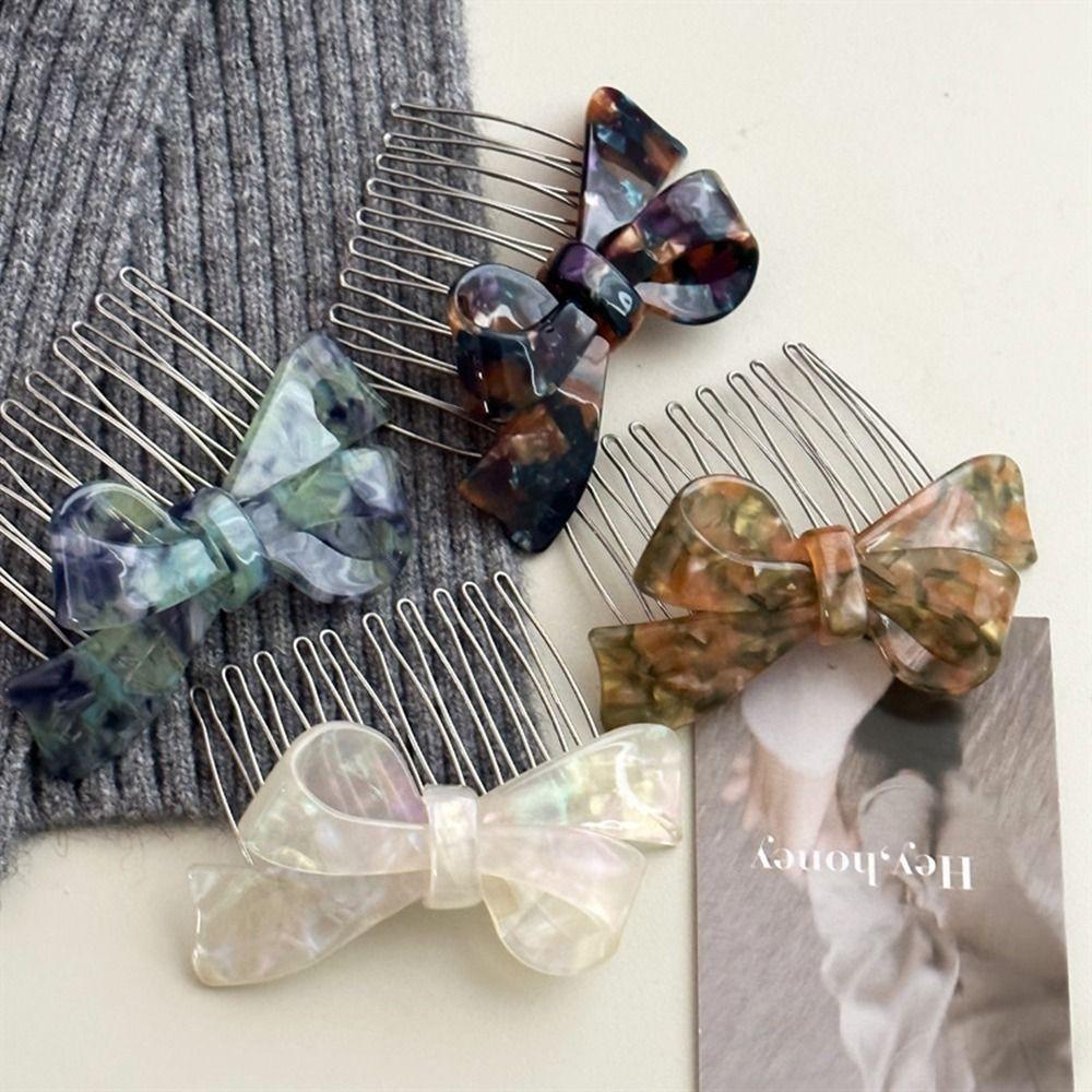 Barrettes Bowknot Hairpin Women Hair Comb Korean Barrettes Acetic Acid Hair Clips Girl Bangs Clip