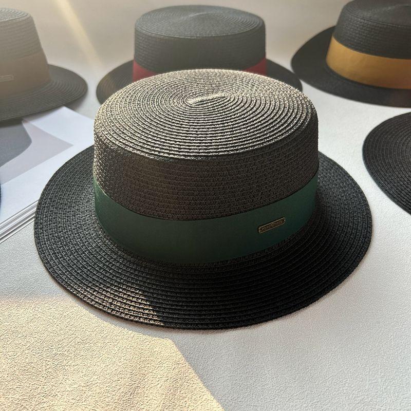 New hat women's spring and summer flat top top hat adjustable French British sunshade sunscreen travel versatile seaside