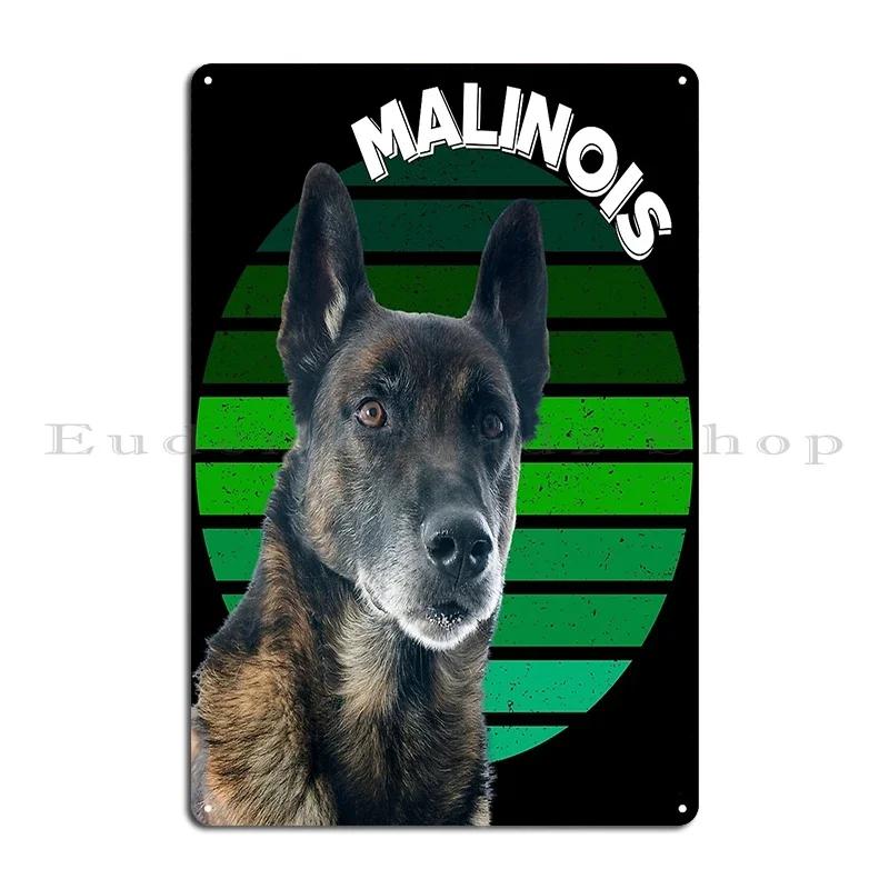 Big dog with his prize Belgian Malinois radiates infinite energy Metal Wall Plaque Bar Design Bar Cave Custom Tin Sign Poster