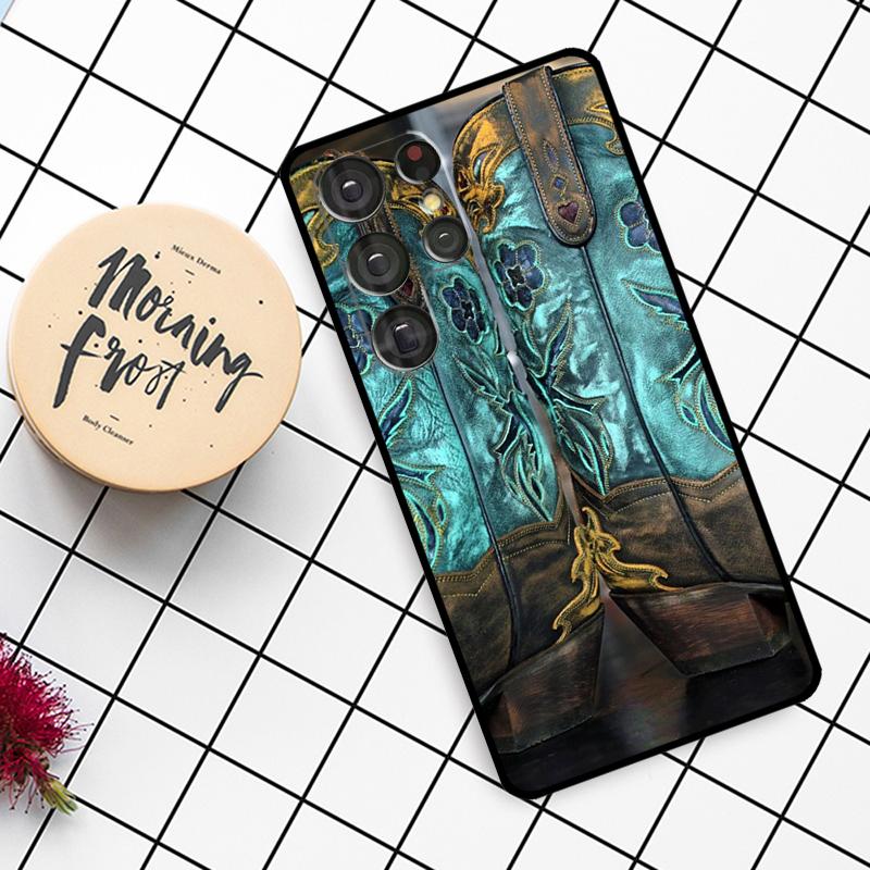 Западные Ковбойские Сапоги Ковбойские Чехол из Коровьей Кожи Для Samsung Galaxy S21 S22 S23 S24 S25 Ultra S9 S10 S25 Plus S25 FE S20 FE Чехол для Телефона