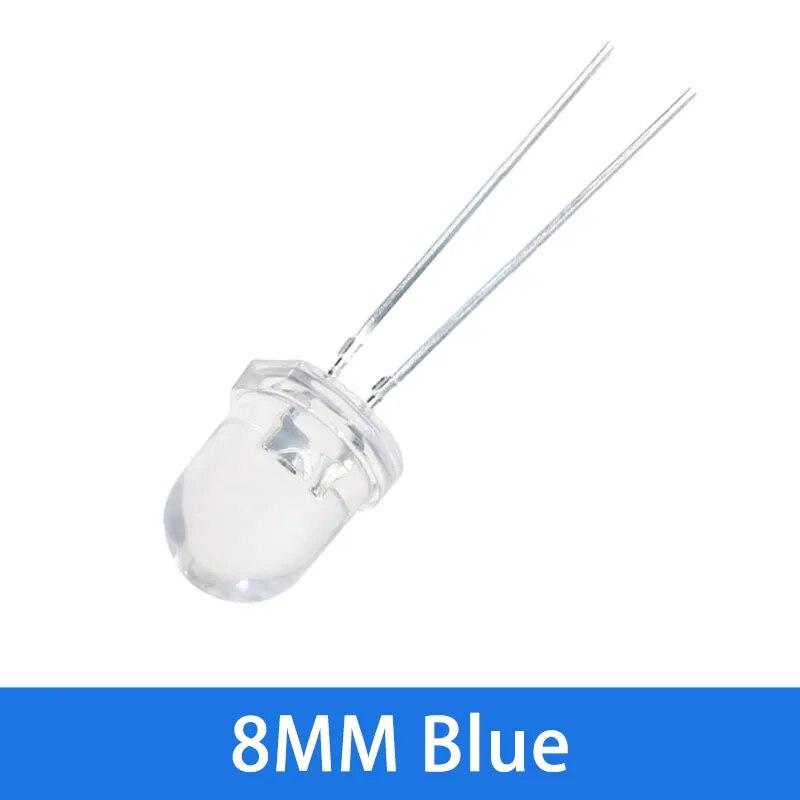 20 шт. прозрачный светодиодный диод 8 мм белый красный желтый синий зеленый светодиодный светодиод электронный компонент