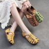 Fashion GKTINOO Hand Woven Hollow-out Breathable Versatile Flat Sandals 2025 Summer New Roman Style Women's Shoes