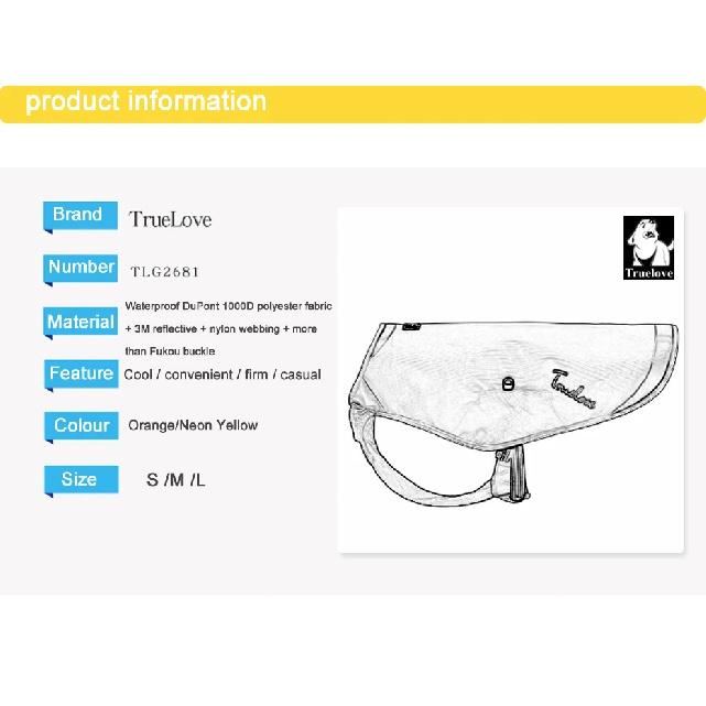 Truelove Dog Jacket Summer Waterproof 1000D Polyester Fabric Reflective Hollowed Hole Network Medium Large Pet Products TLG2681
