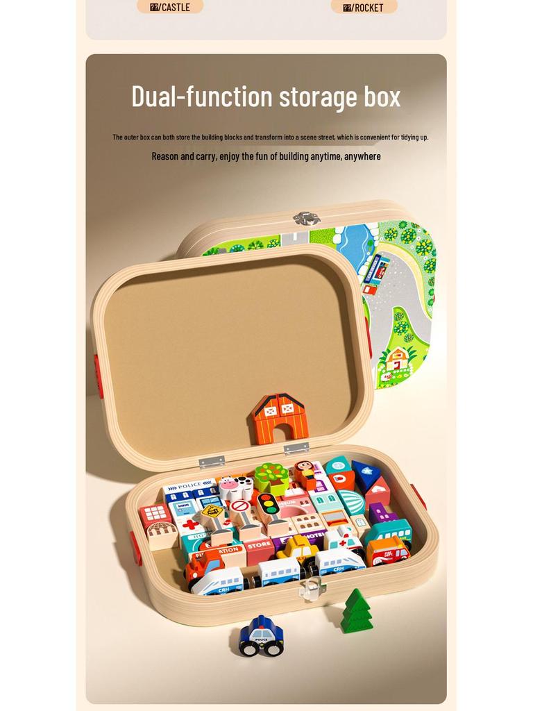 Magnetic Wooden Train & Building Blocks Set for Kids