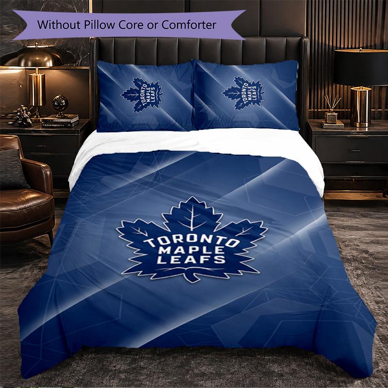 Toronto Maple Leafs Pattern Microfiber 3Pcs Bedding Set Decor Duvet Cover Set For Bedroom Home Use