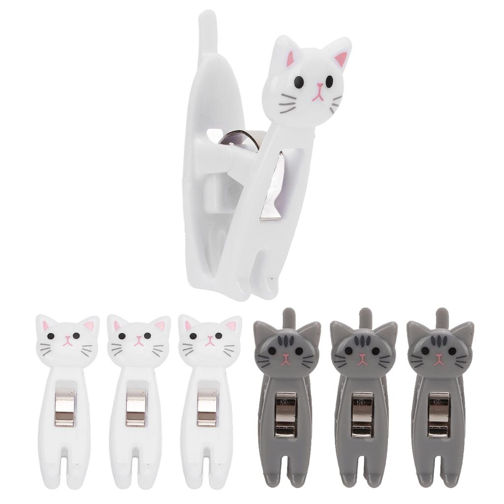 6 шт. зажимов для кошачьих закусок, противоскользящие полоски, ручка, металлическая пружина, прочный захват, зажим для еды, сумки, закуски, для одежды