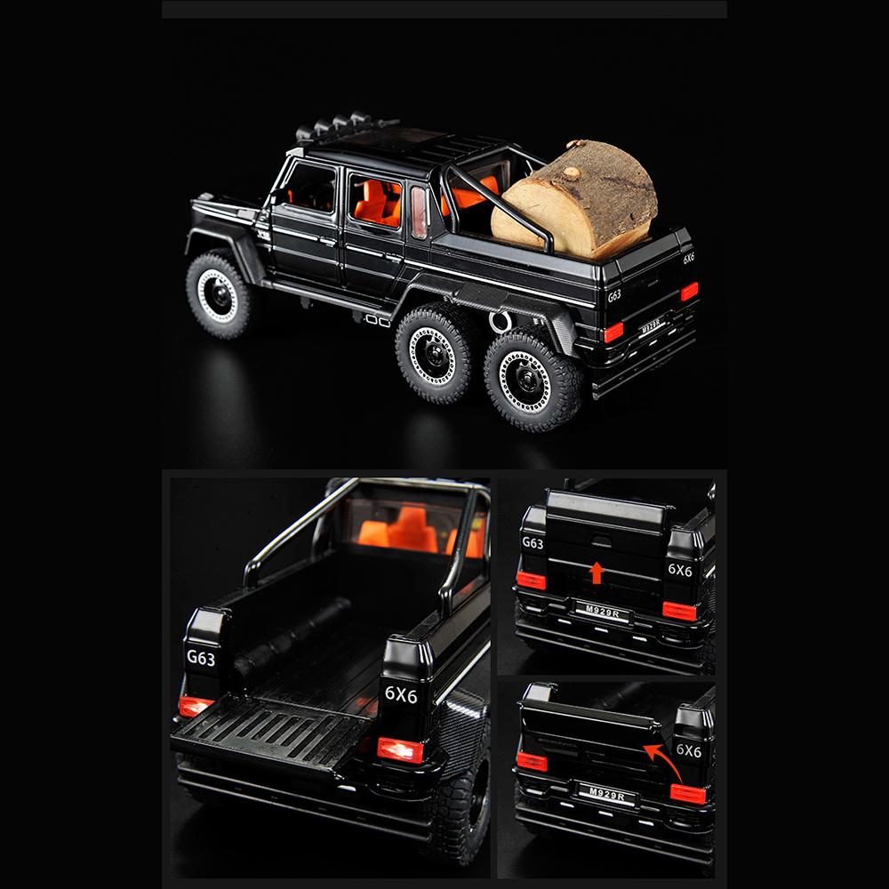 1/20 Benz AMG 6x6, модель внедорожника с большими колесами, внедорожник, металлическая литая под давлением коллекция автомобилей, звуковая и световая миниатюрная игрушечная машинка для детей