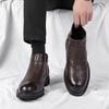 Модный бренд Модные кожаные ботинки Слипоны Ботильоны Высокий каблук Для мужчин Повседневные Платформа Челси Ботинки Мужские Свадебные туфли Зима