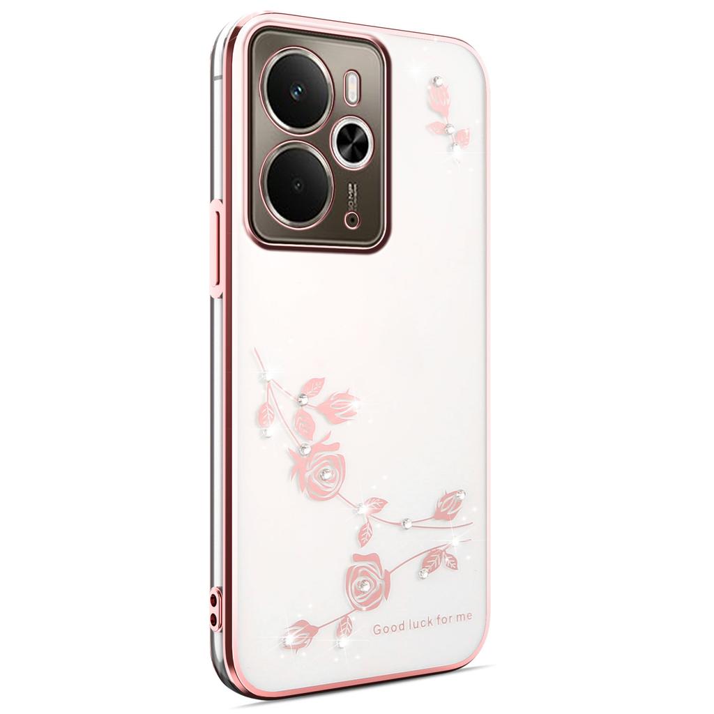 KADEM Чехол для Realme 14T 5G/14 5G с цветочным декором из страз, гальваническое TPU покрытие для телефона