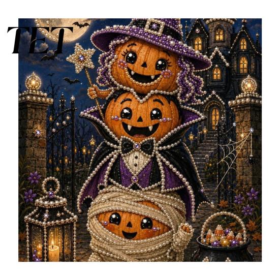 Unique Halloween Party Giveaways Faux Pearl Painting Kit, Cute Ghost 3D Art DIY Easy for Craft Enthusiasts Kit Adults, Christmas Home Festive