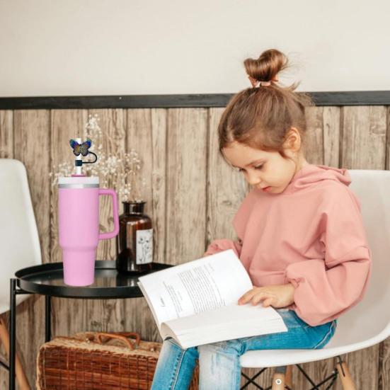 2 шт. Насадки-бабочки на соломинку 10 мм для стакана 30/40 унций, многоразовая соломинка для питья