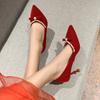 Китайские свадебные туфли весна и осень новые туфли для показа свадебное платье двойной носки свадебные туфли свадебные красные туфли на высоком каблуке