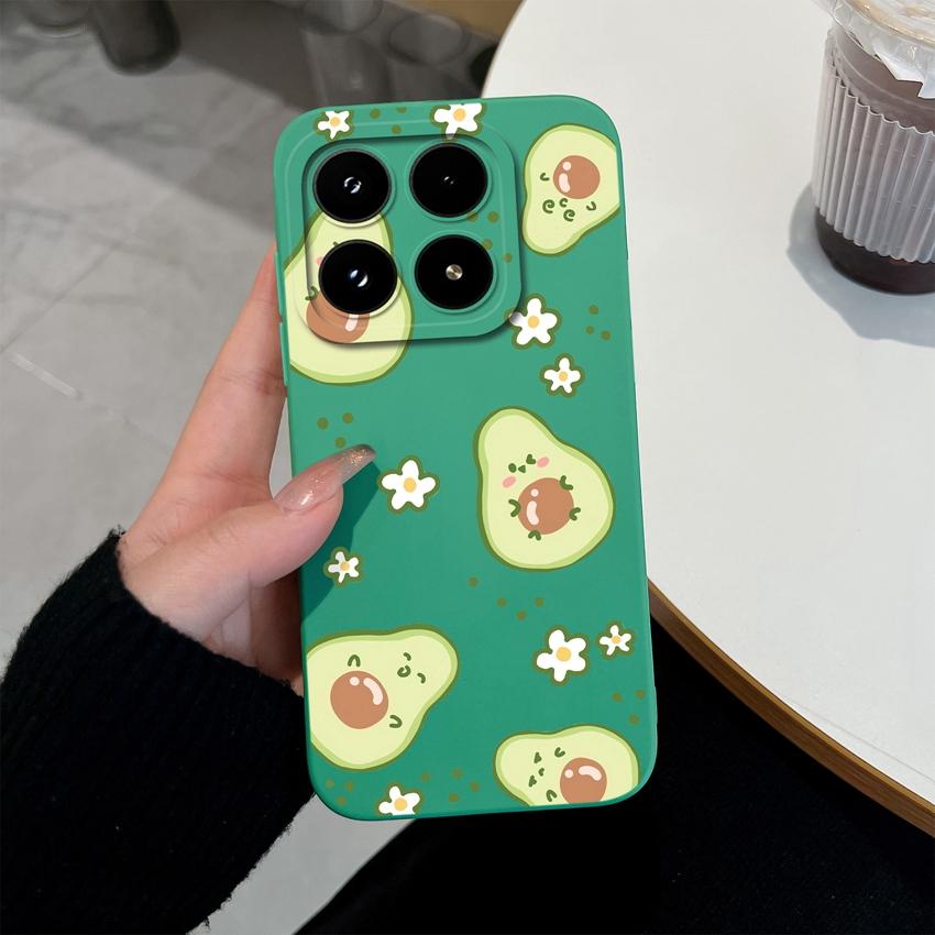 Чехол для телефона Xiaomi 17 14 14T 15 15T Pro Poco C71 C75 M7 M8 F7 F8 Милый Цветочный Авокадо Рисунок Ударопрочный Силиконовый Задняя Крышка Оболочка Для Xiaomi Чехол
