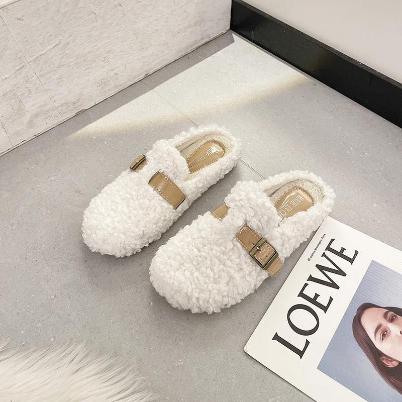 Тапочки женские 2024 года, новые модные повседневные туфли Mao Mao drag fairy wind one pedal gentle Doudou shoes tide